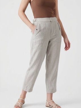 Athelta Voyager 100% Linen Cropped Summer Pants Costal Beach Women’s size 4